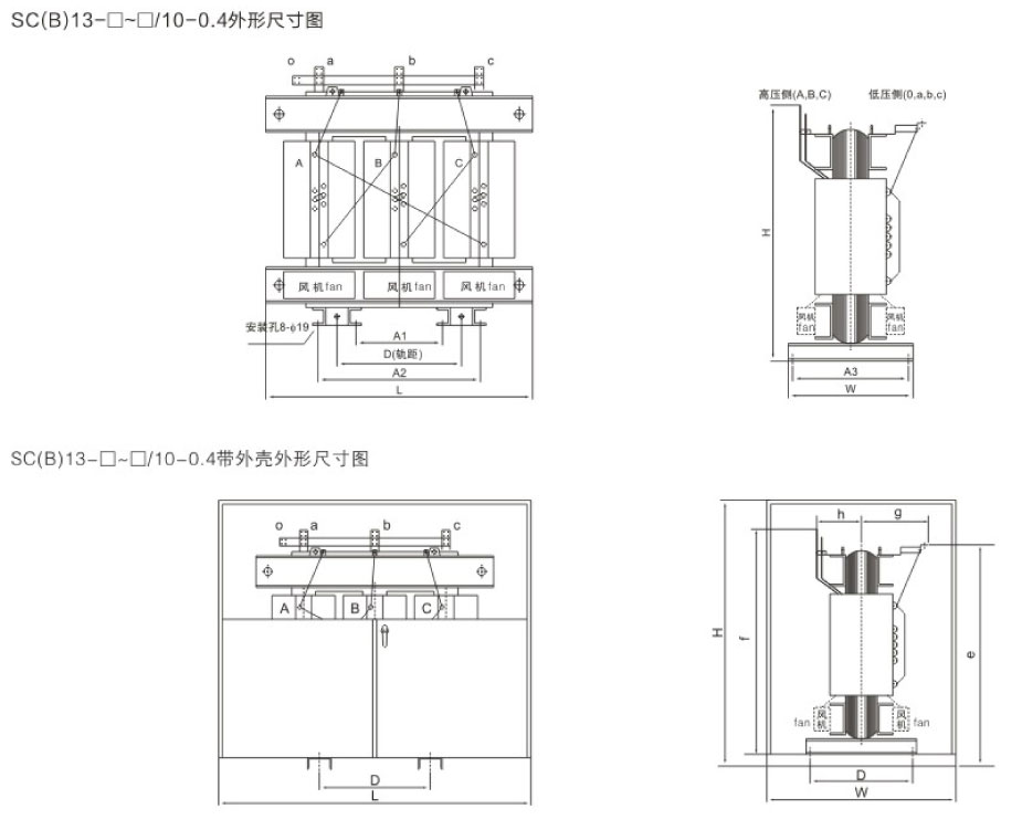 SC(B)13树脂绝缘干式变压器